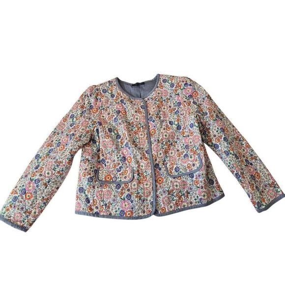 TALBOTS Womens Enchanting Blooms Quilted Collarless Jacket Size 14 - Picture 5 of 13